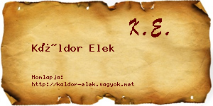 Káldor Elek névjegykártya